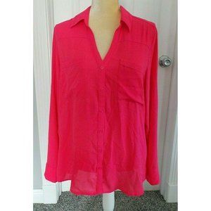 Express Hot Pink Portofino Shirt Blouse L